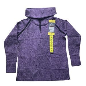 NEW Kirkland Signature‎ Cowl Neck Long  Jacquard Pullover Sz Small Purple Black
